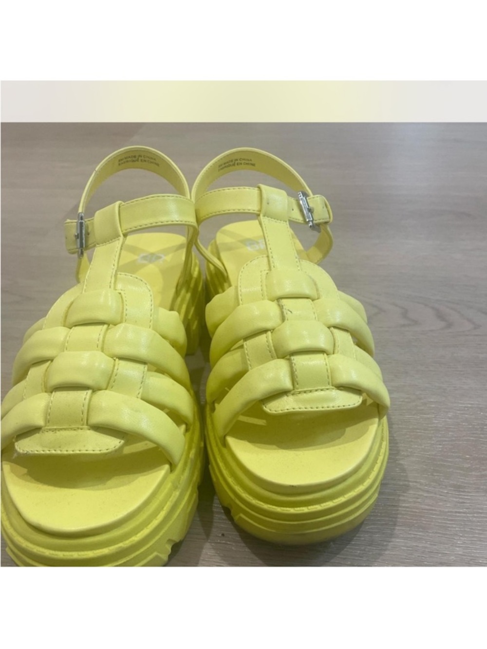 bp Yellow Woven Platform Sandals